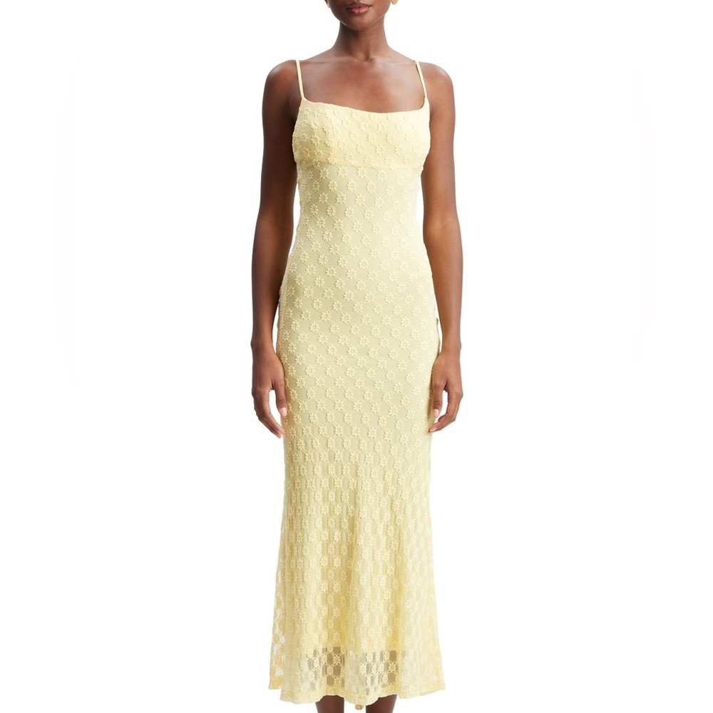 Marshalls Pale Yellow Lace Maxi Dress